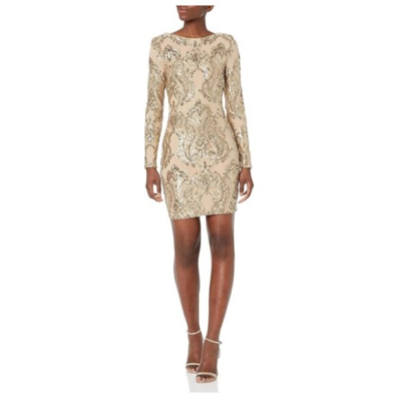 Dress the Population Dresses & Skirts - **Dress the Population** Women's Lola Long Sleeve Sequin Dress L